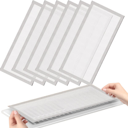 Insect & Rodent Proof Magnetic Vent Covers 6-Pack – 4x10" Heavy-Duty PVC Grid Screen for Floor, Ceiling & Wall HVAC Registers, White or Black, Easy No-Tool Install