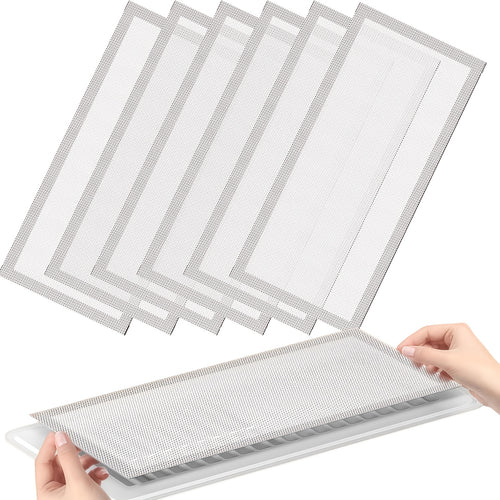 Insect & Rodent Proof Magnetic Vent Covers 6-Pack – 4x10" Heavy-Duty PVC Grid Screen for Floor, Ceiling & Wall HVAC Registers, White or Black, Easy No-Tool Install