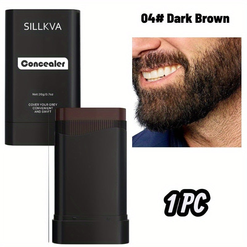 Hair & Beard Color Concealer Comb with Fine Teeth - SILLKVA Waterproof Gray Coverage Root Touch-Up & Mustache Coloring Stick, 5 Shades, 0.7oz, Long-Lasting Formula for Men & Women