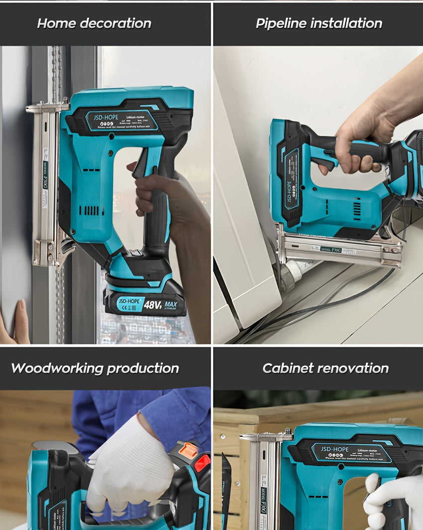 18 Gauge Electric Nail Gun, Cordless Nail Gun With Battery 2.0Ah, Compatible With Makita 18V/40V Batteries, 2-in-1 Electric Nail Gun, 2 Mode, Fits 5/8" To 1-1/4" Nails, For Woodworking, Home Renovation & Projects