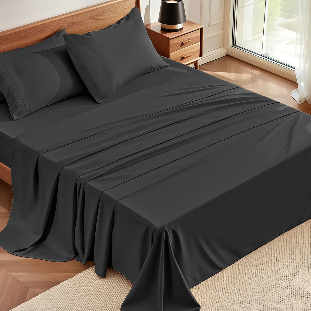 3/4pcs 14 Inch Deep Pocket Sheet Set – Lightweight, Breathable and Cooling – Wrinkle and Fade Resistant, Hotel Luxury–Ideal for Home, Dorms and Cool Summer Nights – Great Fall Winter Gift – Pillowcase, Flat Sheet, Fitted Sheet, Twin Full Queen King