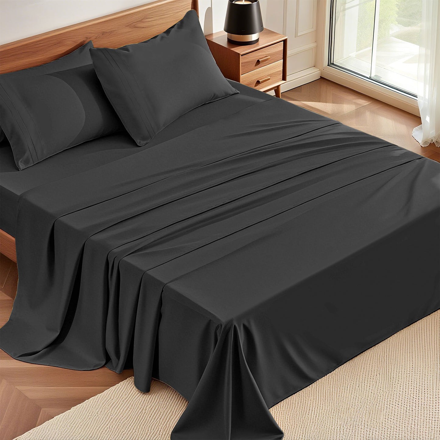 14-Inch Deep Pocket Bed Sheet Set – Lightweight Breathable Cooling, Wrinkle & Fade Resistant, Hotel Luxury Bedding, 3/4-Piece with Pillowcase, Flat & Fitted Sheet, Twin Full Queen King | ShopVora CA