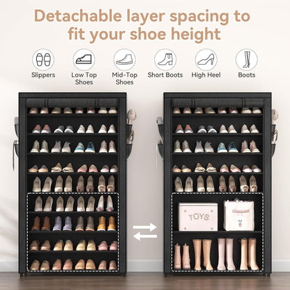 10-Tier Covered Shoe Rack Organizer 40-50 Pairs – Large Capacity Vertical Shoe Shelf with Cover for Closet Entryway Dorm Bedroom Canada