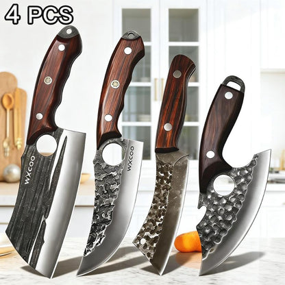 Stainless Steel Kitchen Knife Set 2/4pcs – Sharp Chef Boning Fruit Knives with Ergonomic Wood Handle for Home Cooking, Women's Kitchen Gift