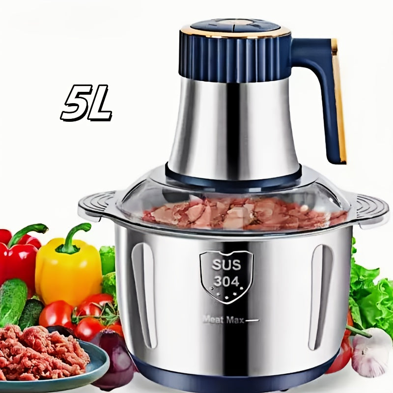 Electric Food Chopper & Processor 5L Stainless Steel – 40,000 RPM Bi-Level Blades, 5-Speed, Vegetable Slicer for Onions Garlic Nuts Meat Dough Fruits – ShopVora CA