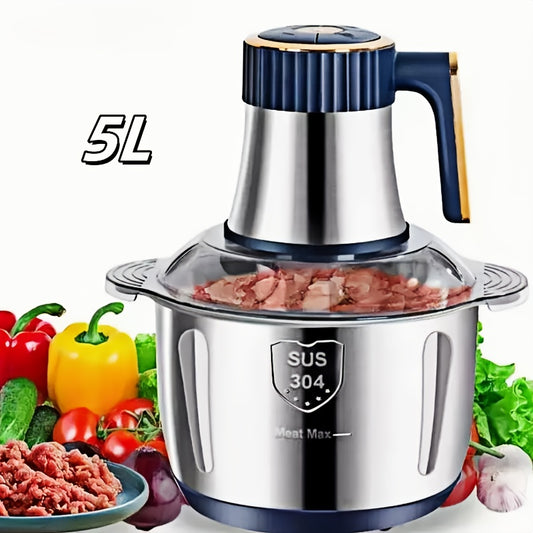 1.32gal Large Capacity Stainless Steel Electric Food Chopper And Processor - Bi-Level Blades, 40, 000 RPM Motor, Sturdy Construction, Vegetable Slicer And Chopper - Perfect for Kitchen Vegetables, Fruits, Onions, Garlic, Nuts, Meat, Dough, And More