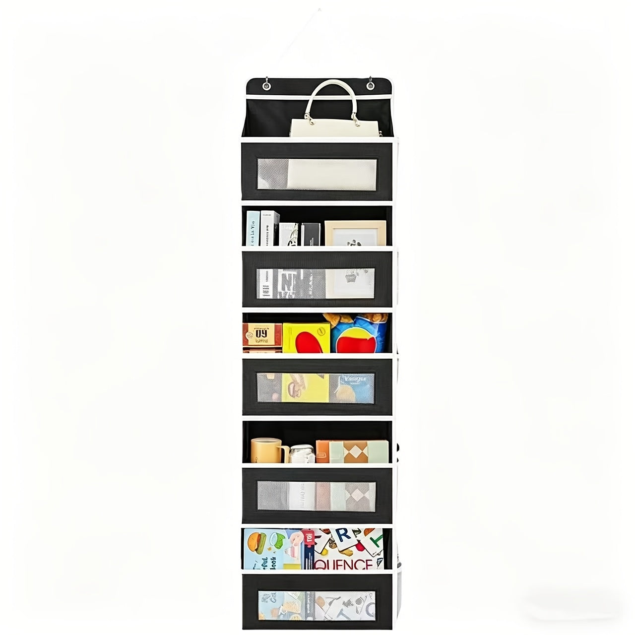 Over Door Storage Rack No Drill – Anti-Slip Door Hanger, 44 lb Capacity, 3 or 5 Tier Space-Saving Organizer for Wardrobe Bathroom Kitchen Dormitory Home (Black/Grey)
