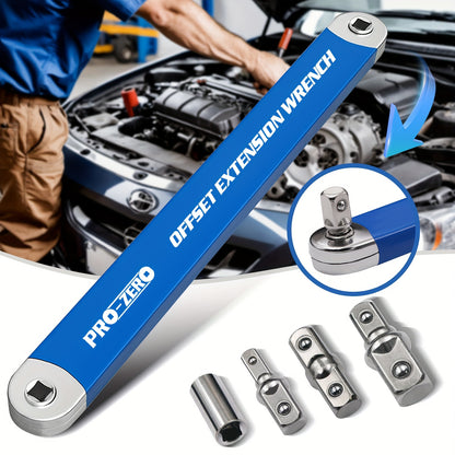 Flex Head Ratchet Wrench Set 2-in-1 Offset Extension with 1/2" 1/4" 3/8" Adapters – 180° Swivel High Torque Non-Slip Handle for Tight Spaces, DIY & Mechanic Hand Tool