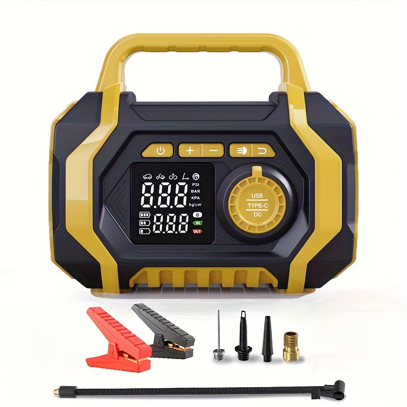 Jump Starter with Air Compressor 7000A – 150PSI Auto-Stop Tire Inflator, 8-in-1 Power Bank, LED Light, Jumper Cables for Gas & Diesel Cars Trucks SUVs Motorcycles (-40°F Rated)