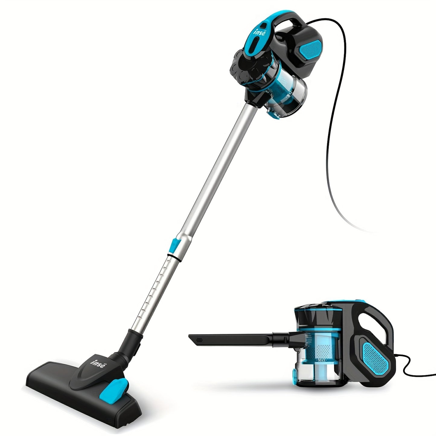 Corded Stick Vacuum Cleaner 600W 18000Pa INSE I5 – Powerful Suction Cyclone Filter, Pet Hair Hardwood Floor & Carpet, Washable Filter, Handheld Corded Vacuum for Home Canada, Blue