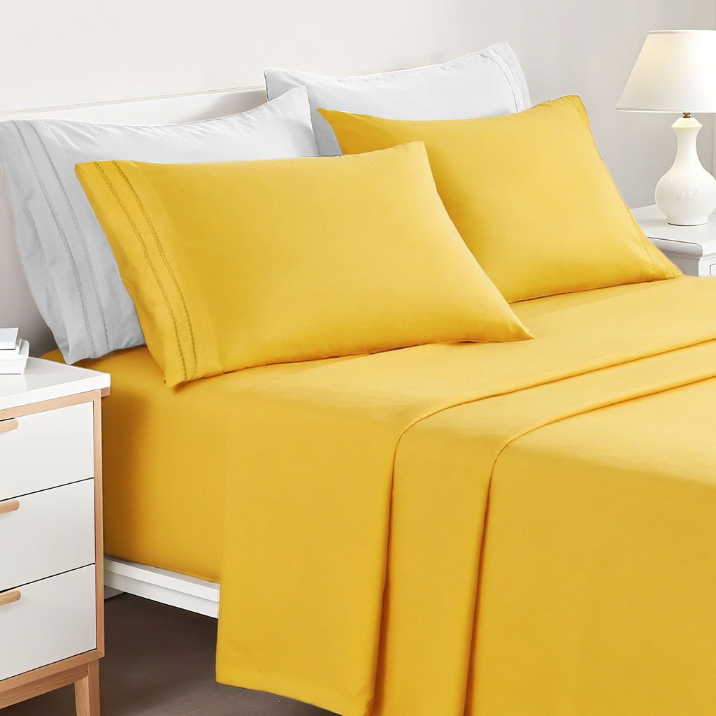 3/4pcs 14 Inch Deep Pocket Sheet Set – Lightweight, Breathable and Cooling – Wrinkle and Fade Resistant, Hotel Luxury–Ideal for Home, Dorms and Cool Summer Nights – Great Fall Winter Gift – Pillowcase, Flat Sheet, Fitted Sheet, Twin Full Queen King