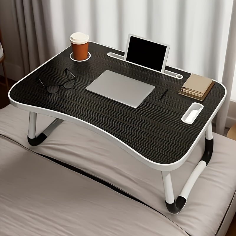Foldable Laptop Bed Desk Tray with Cup Holder & Drawer, Large Portable Lap Desk Table Stand for Bed Sofa Couch Floor, for Laptop Study Reading Writing Eating – Adjustable Bed Tray for Adults Kids