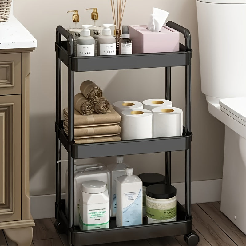 Multi-Layer Rolling Storage Cart with Wheels Adjustable Shelves Home Organizer Rack for Kitchen Bathroom Bedroom - ShopVora CA