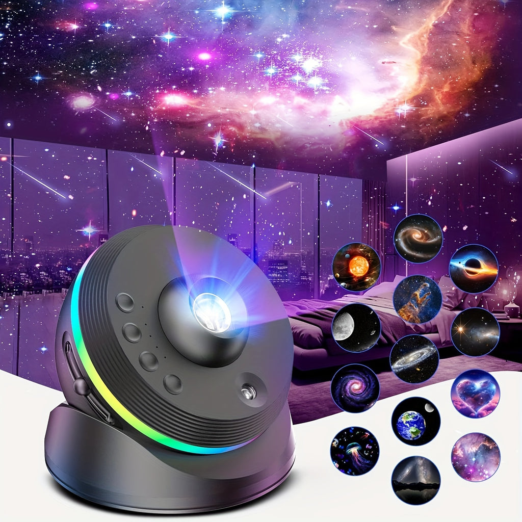 The Meteor Galaxy Projector Is a Versatile 13-In-1 Device That Creates a Lifelike Starry Sky, Featuring a Solar System, Constellations, And a Moon, Perfect for Illuminating Your Bedroom Ceiling Or Enhancing Your Home Theater And Living Room Decor