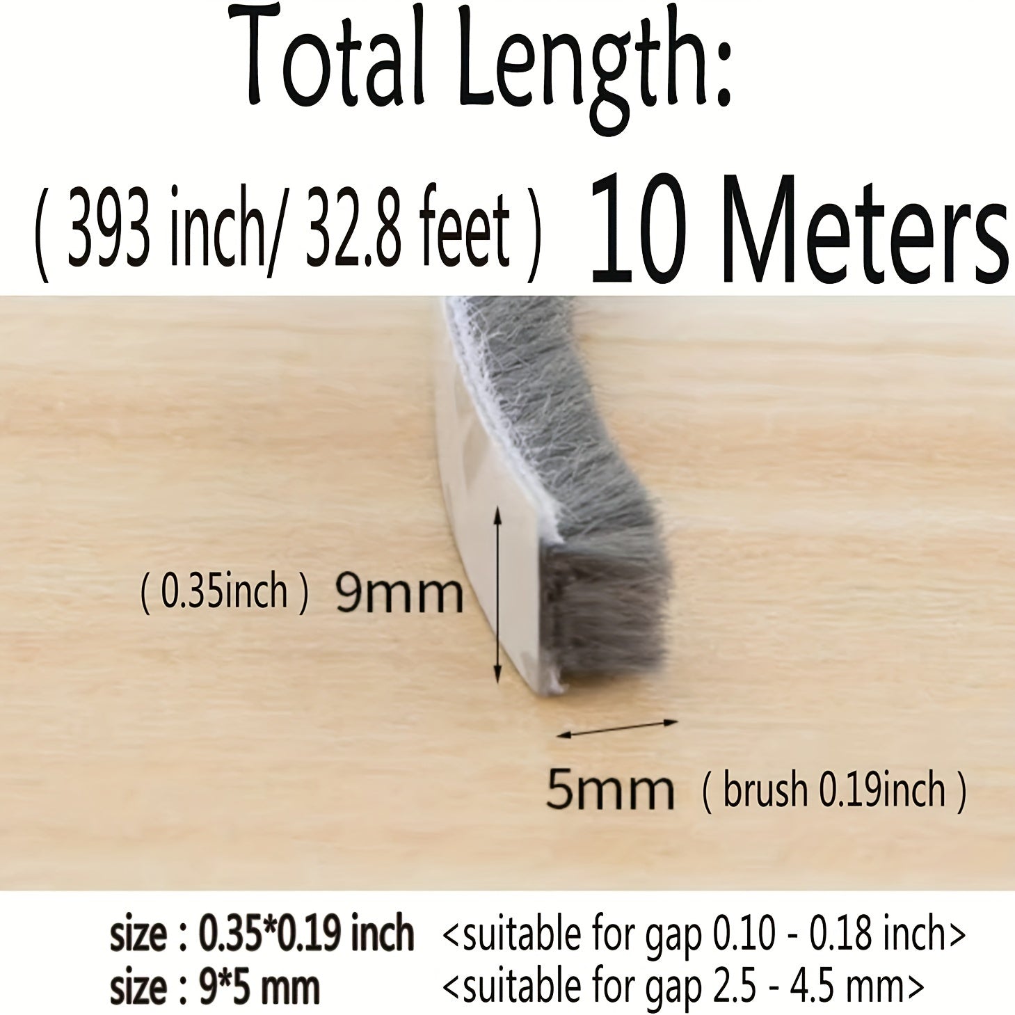 32.8 Feet of Self-Adhesive Sealing Strip for Windows And Doors, Providing Soundproofing, Wind Resistance, And Dust Protection, with Enhanced Stickiness, Measuring 0.35 Inches Wide And 0.2 Inches Thick