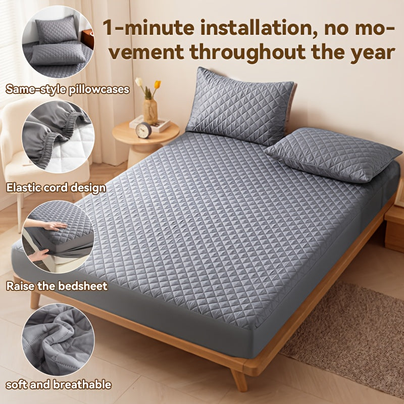 Waterproof Mattress Protector With Embossed Design, Non-Slip Thicken Mattress Cover-21-Inch Deep Pocket, Optional Pillow Covers, Can Be Used As A Standalone Fitted Sheet, Ideal For Twin/Full/XL/King Beds, Bedroom, And Hotel Mattress Protection