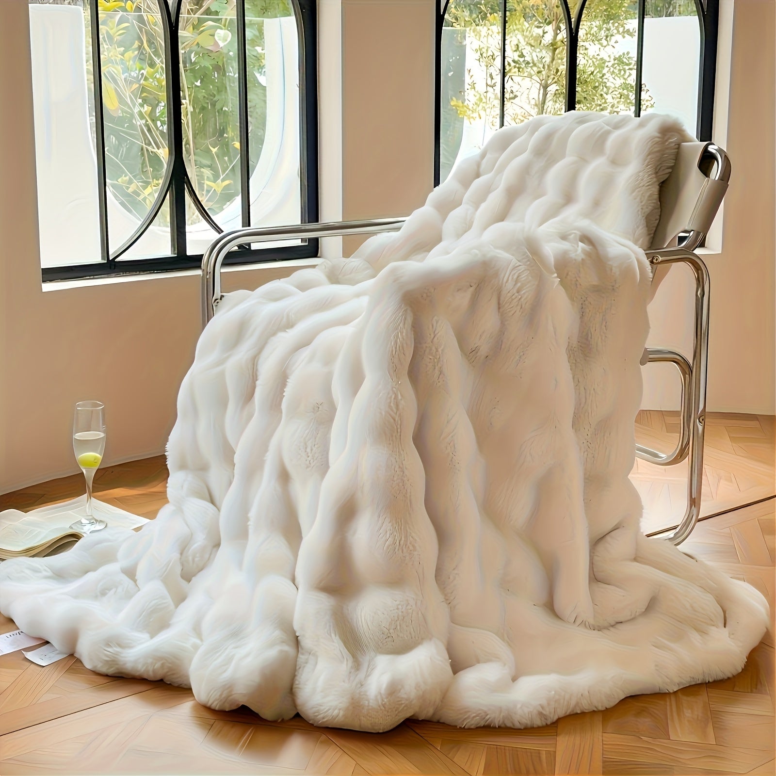 1pc Faux Fur Fleece Blanket - Super Soft, Warm & Cozy Throw for Couch, Bed, Travel - Plush Heavy Blanket for All Seasons, Gift Idea
