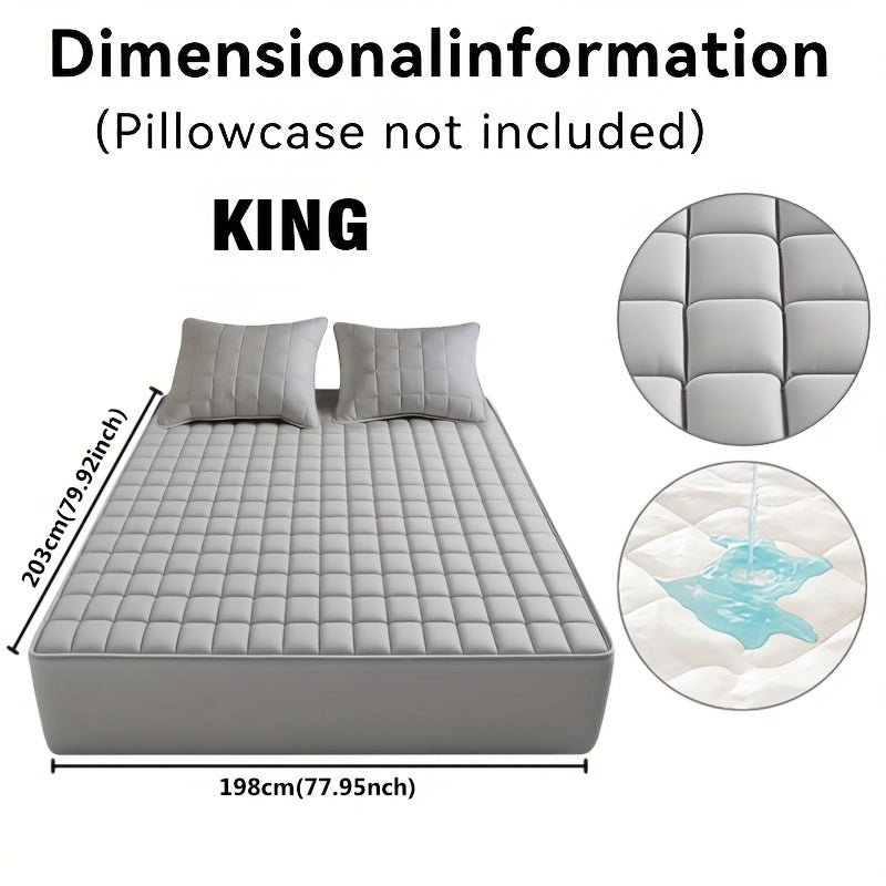 1pc Quilted Cooling Mattress Protector, 9-15" Deep Pocket, Waterproof, Machine Washable - Home Bedding, Pillowcase Not Included