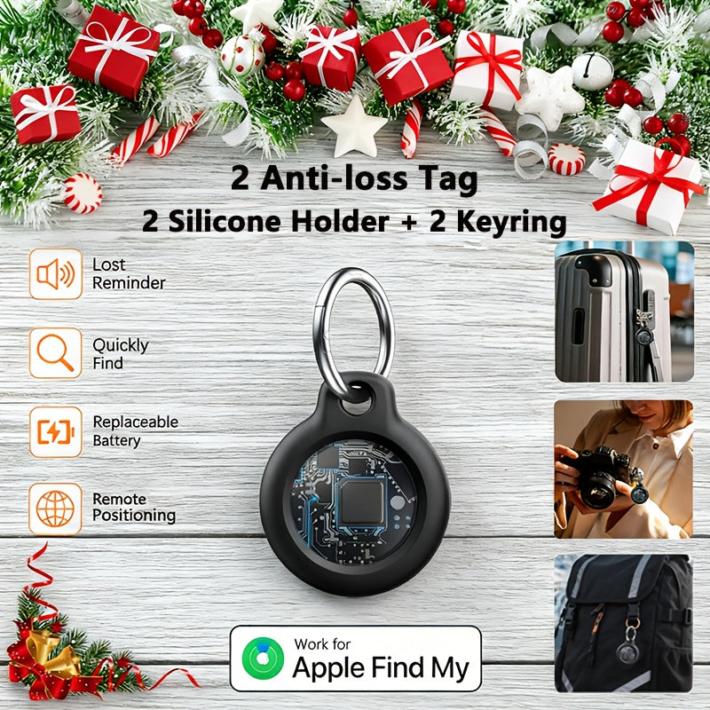 AirTag Holder with Keyring & Silicone Case – 1/2/3/4/6 Pack Item Finder Tracker, Works with Apple Find My, 1-Year Battery, Anti-Loss for Keys Luggage Wallet – White, Black, Pink & Green