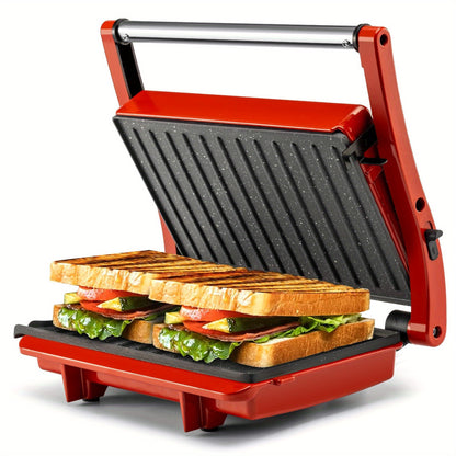 Electric Contact Grill 3-in-1 Indoor Panini Press & Sandwich Maker with Non-Stick Stainless Steel Plates, 180° Opening, Floating Hinge, Grease Tray & Preheat Indicator – Compact Countertop Grill for Burgers, Steaks & Wraps