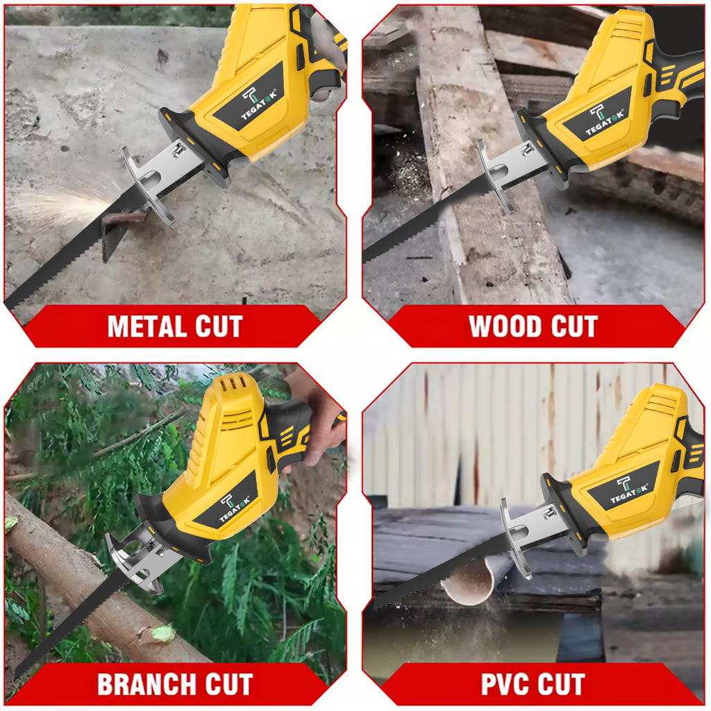 20V Cordless Electric Reciprocating Saw, Equipped with Lithium Battery And Fast Charger, 3000RPM, with 4 Saw Blades, Suitable for Cutting Wood/Metal/Pvc. Compact Electric Saw, Suitable for Outdoor Use, Portable And Durable, Ideal Gift for Men