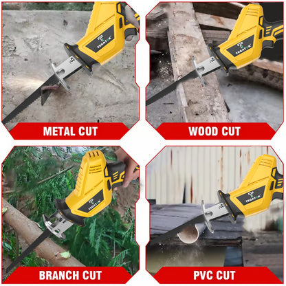 20V Cordless Reciprocating Saw Kit with Lithium Battery & Fast Charger – 3000RPM Electric Sabre Saw, 4 Blades, Cuts Wood Metal PVC – Portable Power Saw Tool Gift for Men