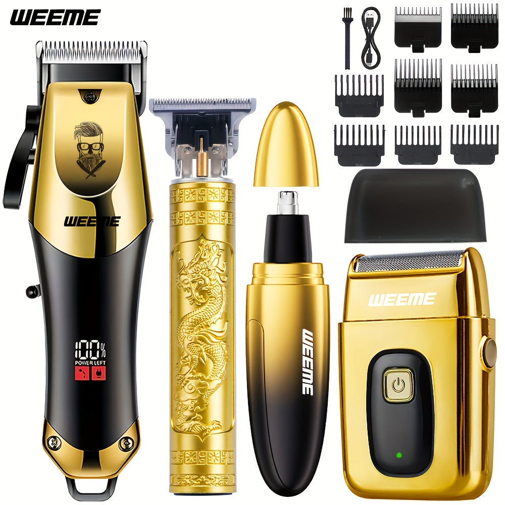 WEEME Men's Electric Hair Clipper Kit – USB Rechargeable, Precision Adjustable Blades, LCD Display, Portable Barber-Grade Home Grooming Set, Perfect Father's Day Gift for Him