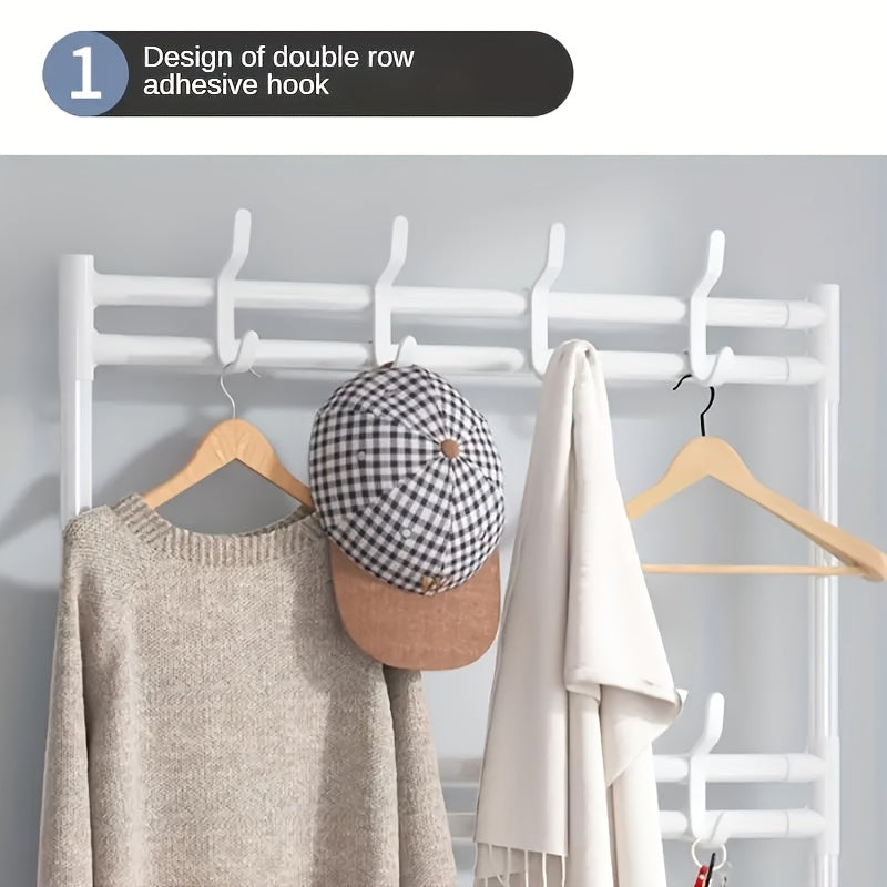 23.62 Inch/172cm 5-Tier Multi-Functional Storage Rack with 8 Double Hooks, Multi-Functional Clothes Hanger and Shoe Rack, Self-Assembly Shoe Rack Storage Box for Living Room, Bathroom, Hallway