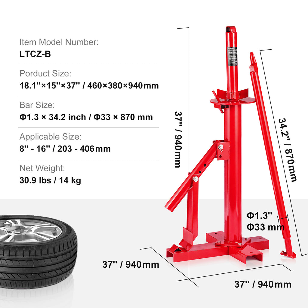 VEVOR Manual Tire Changer, Portable Hand Bead Breaker Mounting Tool for 203 - 406 mm Tires, Compatible with Car Truck Trailer, Tire Mounting Machine for Home Garage Small Auto Shop