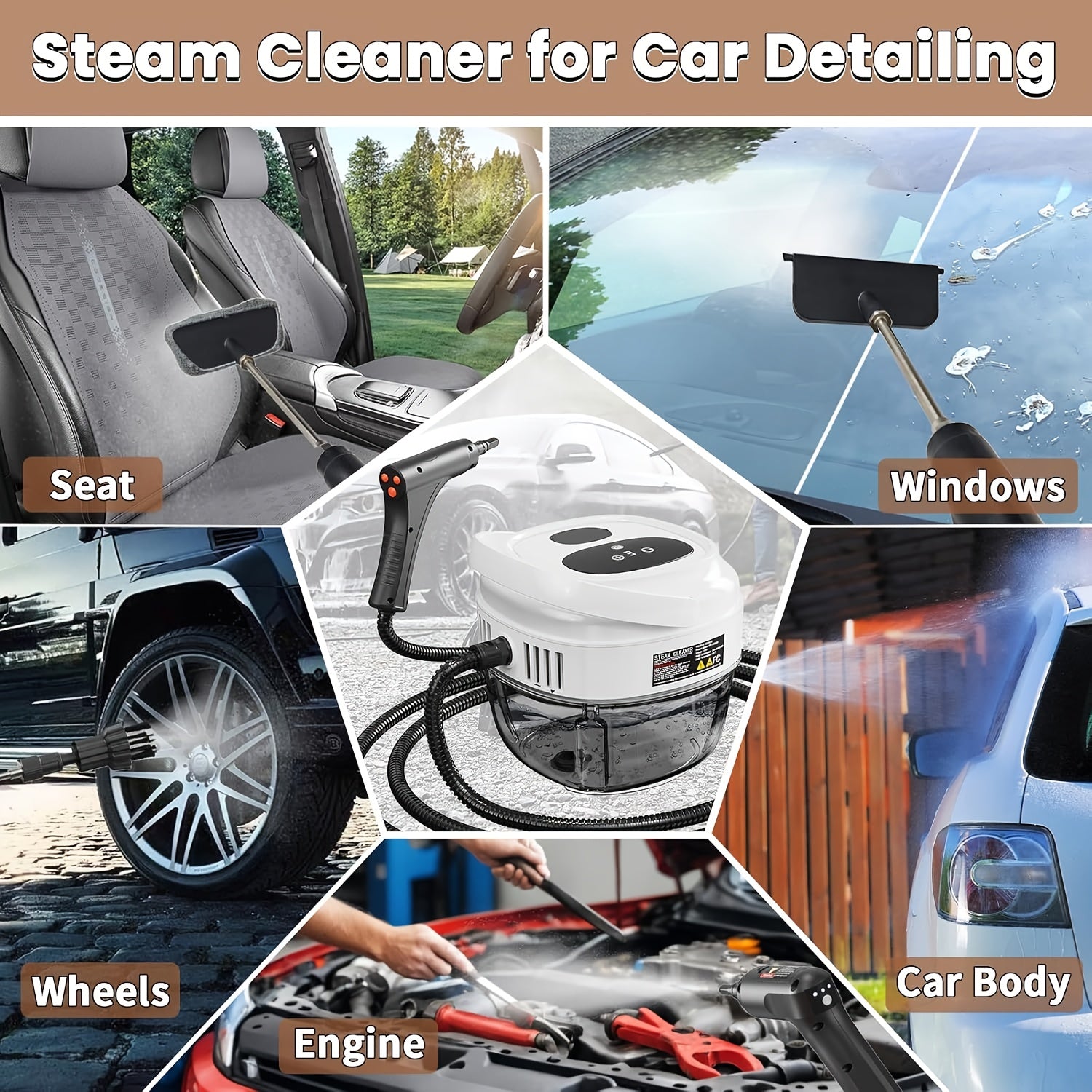 [57.48 oz Extra Large Capacity] Handheld Steam Cleaner for Home, 2500W High Temperature Pressurized Machine, 57.48oz Water Tank, Handle-Controlled Steam Output, Portable Cleaning Steamer for Car, Bed Bugs, Furniture, Grout