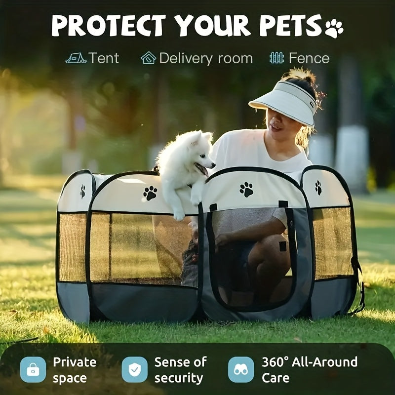 Foldable Octagonal Pet Fence Pet Tent Oxford Cloth Scratch