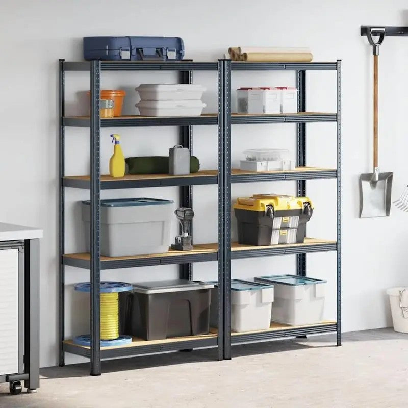 1PC Heavy Duty Storage Shelves, 5-Tier Industrial Shelving Unit with 2200 lbs Capacity, Adjustable Metal Utility Rack, Freestanding Garage Shelving for Organization, Easy Assembly, Wide Use for Warehouse, Kitchen Pantry, Basement, Laundry Room, Closet, Ba