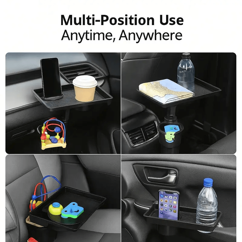 Expandable Car Cup Holder 3-in-1 Multi-Functional Car Table, Large Capacity Beverage & Snack Organizer, Road Trip Essential Car Accessory, Plastic Cup Holder Insert