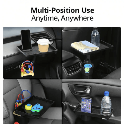Expandable Car Cup Holder 3-in-1 Multi-Functional Car Table, Large Capacity Beverage & Snack Organizer, Road Trip Essential Car Accessory, Plastic Cup Holder Insert