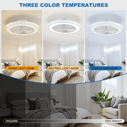 20 Inch Modern Ceiling Fan with LED Light & Remote - Low Profile Flush Mount, Dimmable 3 Colour Temperatures, 6 Wind Speeds, Timing Function for Bedroom, Living Room, Kitchen & Office