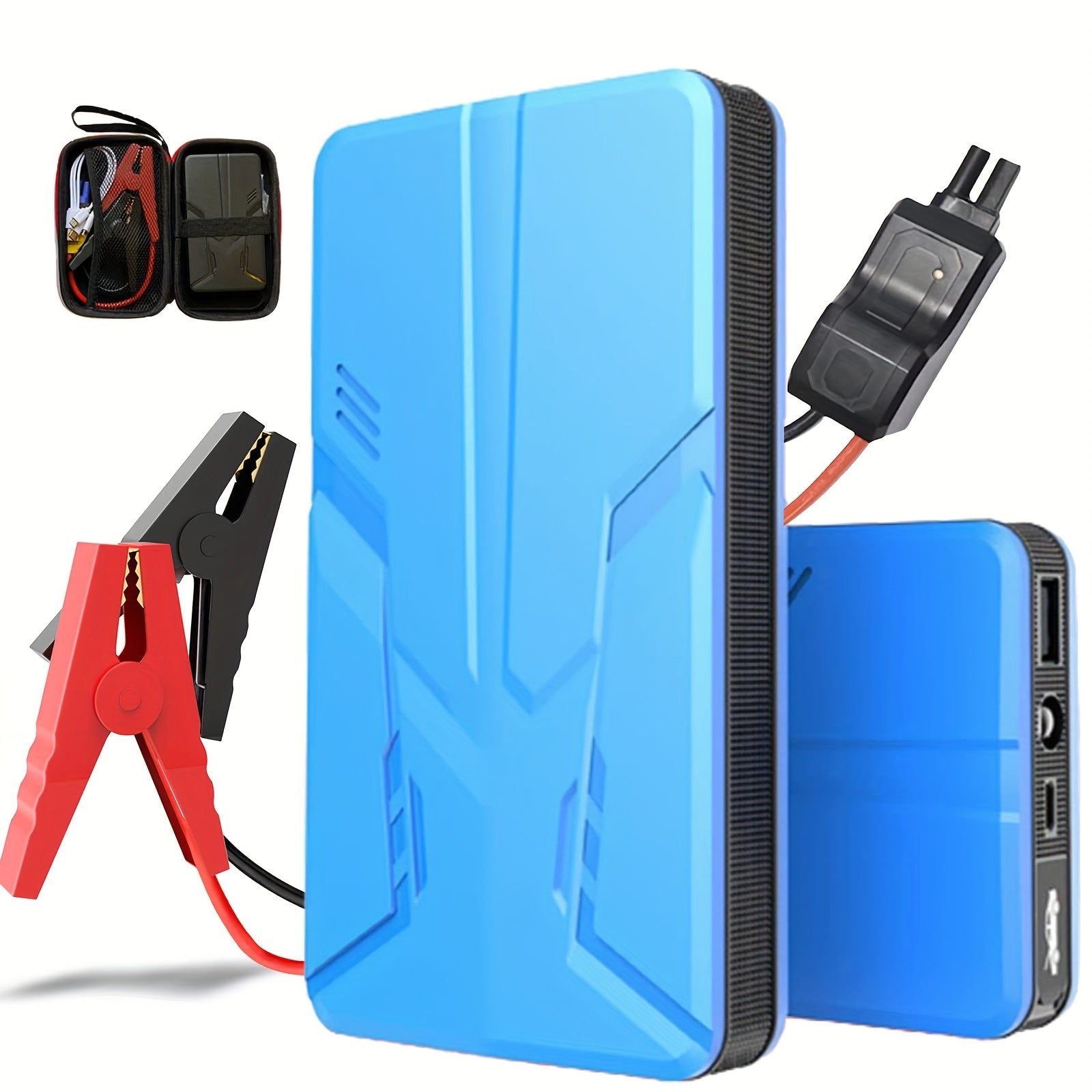 Portable Car Jump Starter 30000mAh – 12V Emergency Battery Booster for Gas & Diesel Engines, Spark-Proof Smart Clamps, USB Power Bank, LED Flashlight – Car Emergency Kit Canada