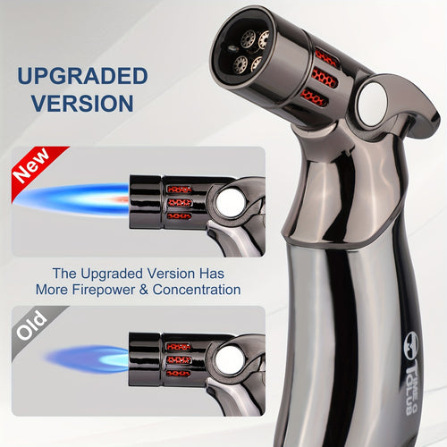 4-Flame Butane Kitchen Torch Adjustable Refillable – Premium Multipurpose Culinary Blow Torch for Creme Brulee, Baking & BBQ (Butane Gas Not Included)