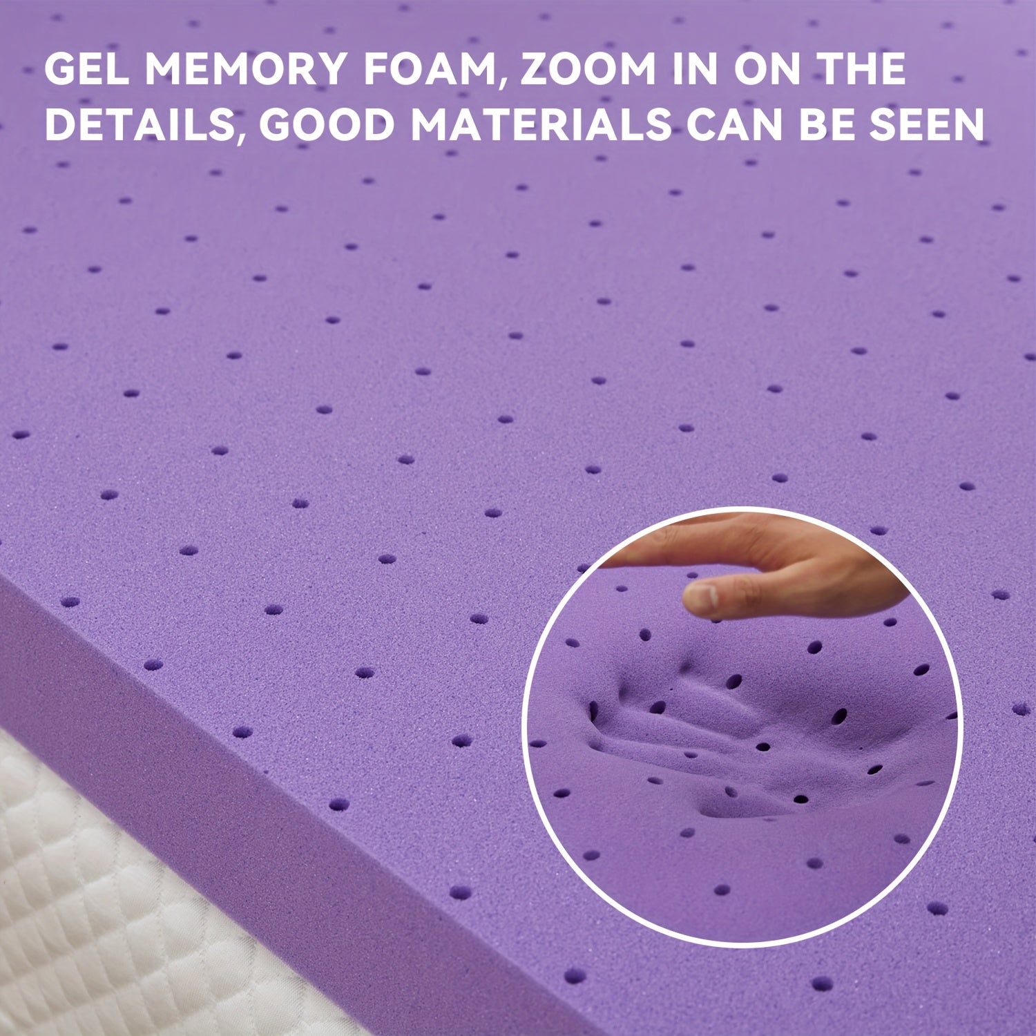 1.5 Inch/2 Inch/3Inch/4Inch Cooling Mattress Topper, College Dorm Cool Gel Memory Foam Mattress Topper, Comfortable Ventilated, Stain Resistant, Breathable Gel Premium Memory Foam, Fits All Mattresses, Different Sizes To Meet Different Needs, Purple