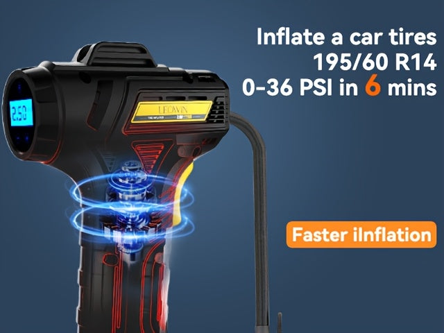 Tire Inflator Portable Air Compressor with Auto-Shutoff, Handheld Air Pump, 150 PSI Cordless Car Tires Pump with Digital Pressure Gauge/Led Light for Cars, Motorcycles, Bikes, Ball - Compact, Rechargeable, And Easy-To-Use Design, Car Additions