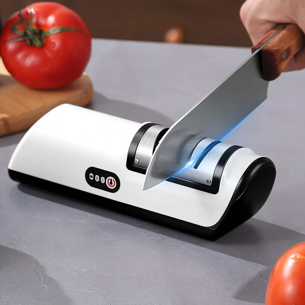 [Professional Electric Knife Sharpener] USB Rechargeable Professional Electric Knife Sharpener | Suitable for Sharpening and Polishing Kitchen Knives, Chef's Knives, Slicing Knives, Santoku Knives, Paring Knives, and Ceramic Knives