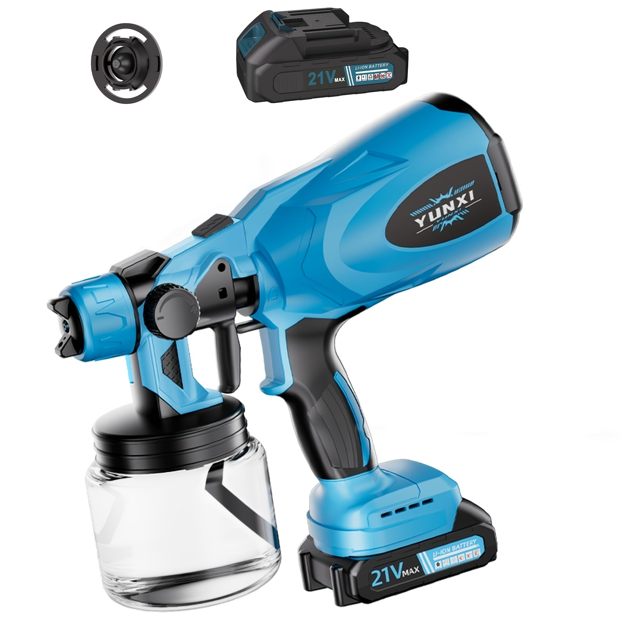 Cordless Electric Paint Spray Gun - Rechargeable Lithium Battery HVLP Sprayer for Home Walls, Furniture, Cabinets, Fences & Doors - Wireless High-Voltage Airless Painting Tool, Easy to Clean