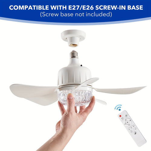 Socket Fan Light E26/E27 Screw-In Ceiling Fan with Light & Remote – Dimmable Small Ceiling Fan Bulb Replacement, Easy Install for Bathroom, Bedroom, Kitchen & Living Room Canada, Modern Style