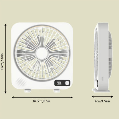 Desktop USB Fan 5-Speed with LED Battery Display, 180° Tilt Adjustment, Quiet Portable Table Fan for Home Office Bedroom Desk – Rechargeable, Black