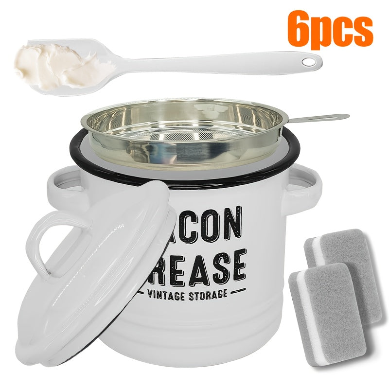 Bacon Grease Container & Oil Storage Can Set – High-Temperature Safe Condiment Bottles with Filter, Spacious Food Storage for Kitchen & Outdoor Cooking, Handmade Gift Idea Canada