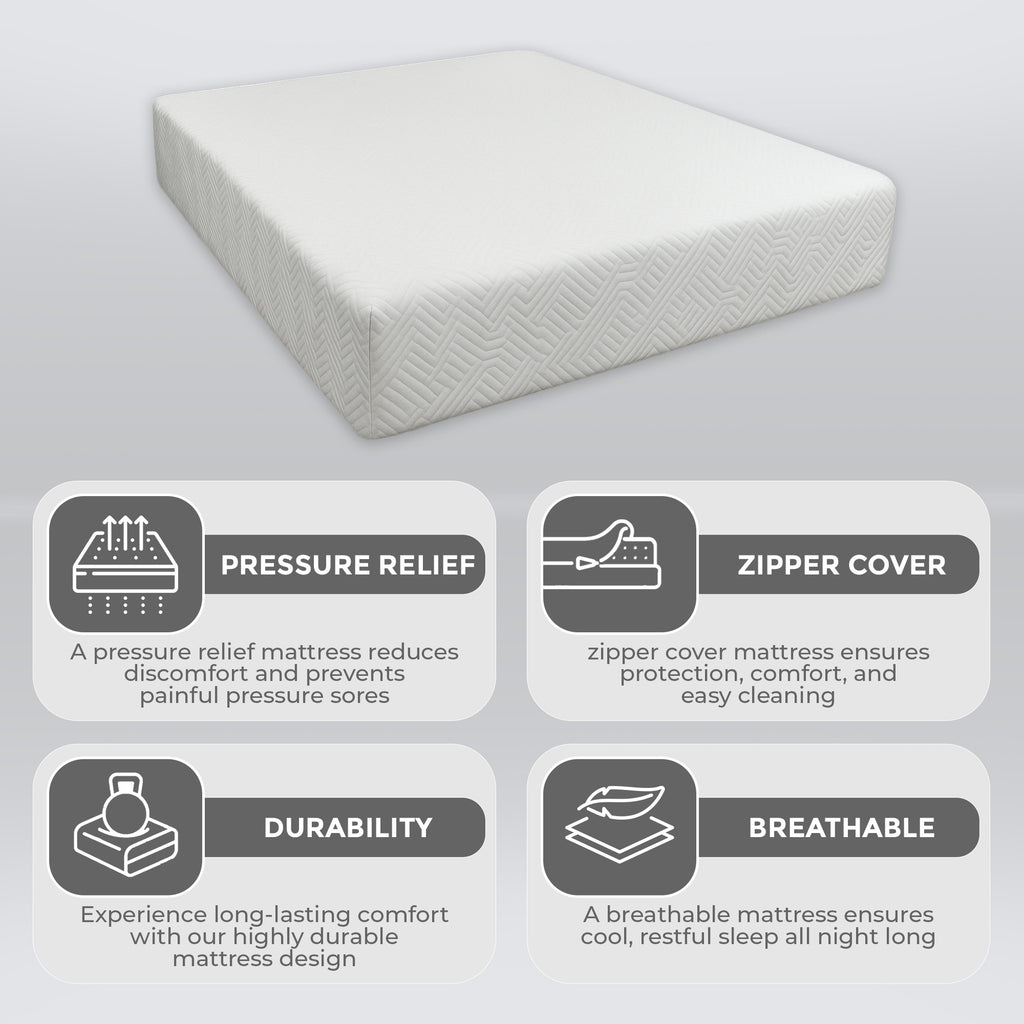 Twin, Full, Queen, King Size Mattress, Gel Infused Cool Sleep Supportive & Pressure Relief, Reversible Medium Firm Mattress in a Box