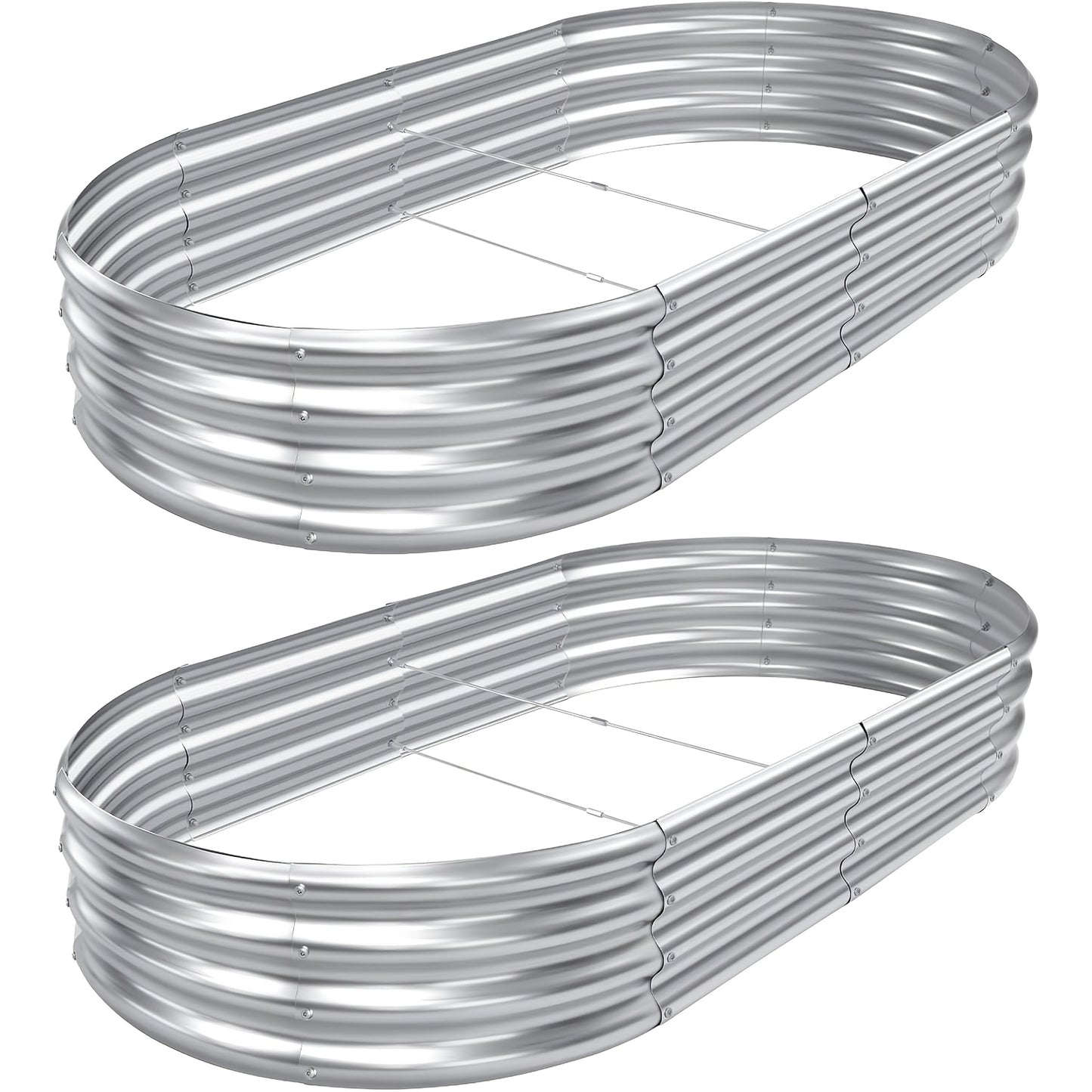Galvanized Oval Raised Garden Bed 2-Pack – Metal Outdoor Planter Box Kit for Vegetables, Fruits, Flowers & Herbs, Multiple Sizes Available