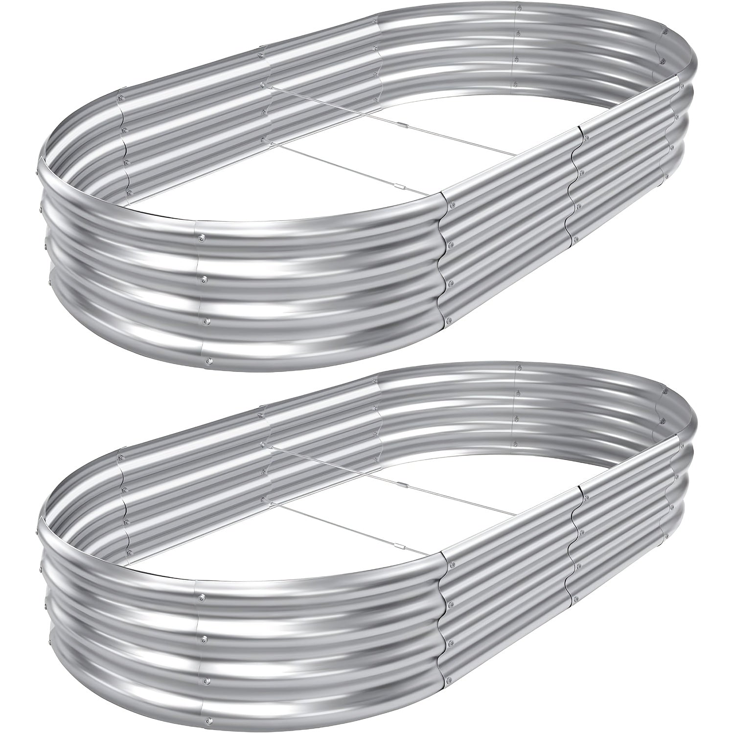 Galvanized Oval Raised Garden Bed 2-Pack – Metal Outdoor Planter Box Kit for Vegetables, Fruits, Flowers & Herbs, Multiple Sizes Available