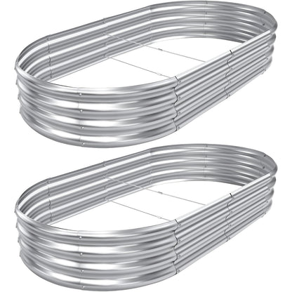 Galvanized Oval Raised Garden Bed 2-Pack – Metal Outdoor Planter Box Kit for Vegetables, Fruits, Flowers & Herbs, Multiple Sizes Available