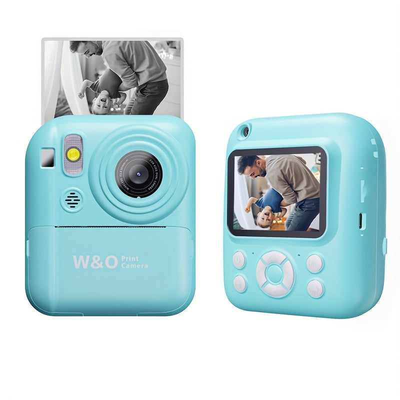 Kids Instant Print Camera Kit – 32GB SD Card, 3 Film Rolls, Card Reader & USB Rechargeable, Compact Portable Instant Photo Camera for Children, Teens & Travel – Pink & Blue, Best Holiday Gift