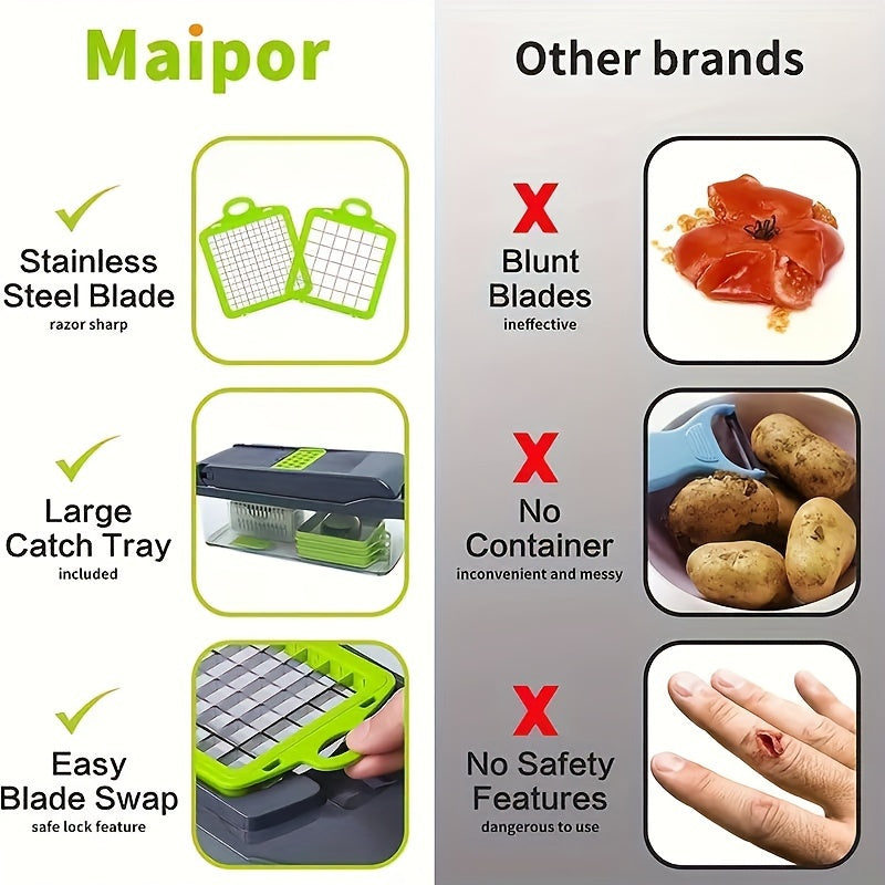 Series 17-In-1, 8-Blade Vegetable Chopper, Onion Mincer, Cutter, Dicer, Egg Slicer with Container, French Fry Cutter Potato Slicer, Home Essentials And Kitchen Gadgets, Salad Chopper